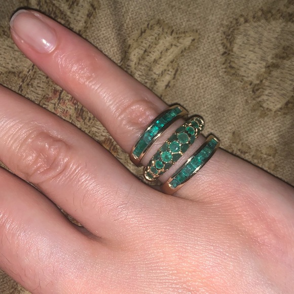 FINAL REDUCTION ‼️ Stunning 💚 Estate Emerald 14K Gold Insert Ring Guard 1.5 ct - Picture 13 of 14